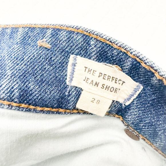 Madewell The Perfect Jean Short Raw Hem Dark Medium Wash Denim Size 28 - Picture 3 of 5